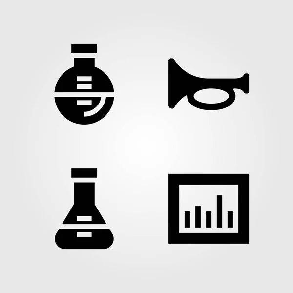 Eğitim Icons set. Vektör çizim analitik, trompet ve şişesi — Stok Vektör