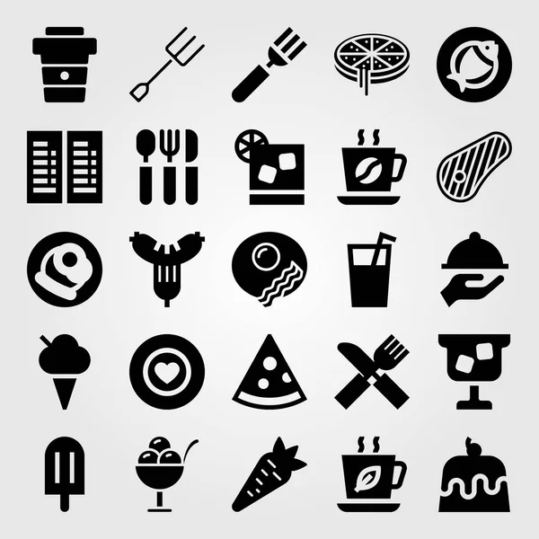 Restoran vektör Icon set. Menü, tepsi, et ve çatal
