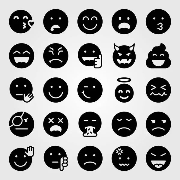 Duygular Icon set vektör. kızgın, antipati, huysuz ve baş ağrısı