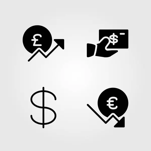 Set di icone bancarie. Illustrazione vettoriale sterlina, dollaro ed euro — Vettoriale Stock