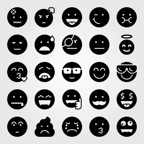 Emociones vector icono conjunto. pirata, loco, bigote y dolor de cabeza — Archivo Imágenes Vectoriales