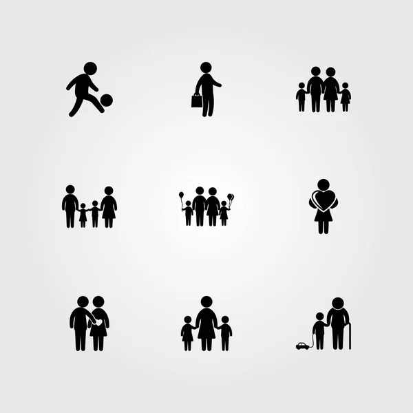 Menschen Icon Set Vektor. verliebtes paar, mama, familie und mädchen — Stockvektor