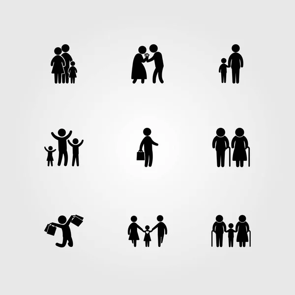 Menschen Icon Set Vektor. Papa, Paar, Mann und Mutter — Stockvektor