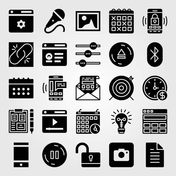 Temel vektör Icon set. Hedef, resim, duvar saati ve ayarları