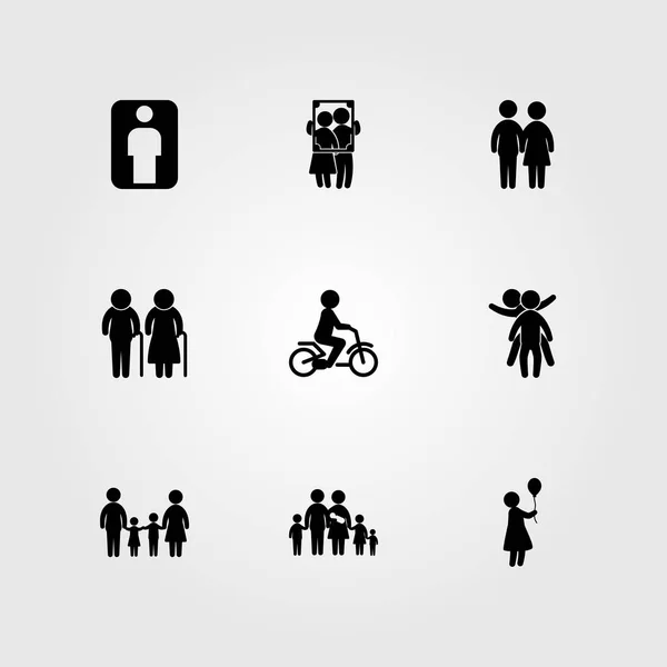 Menschen Icon Set Vektor. Familie, Porträt, Mensch und Mensch — Stockvektor