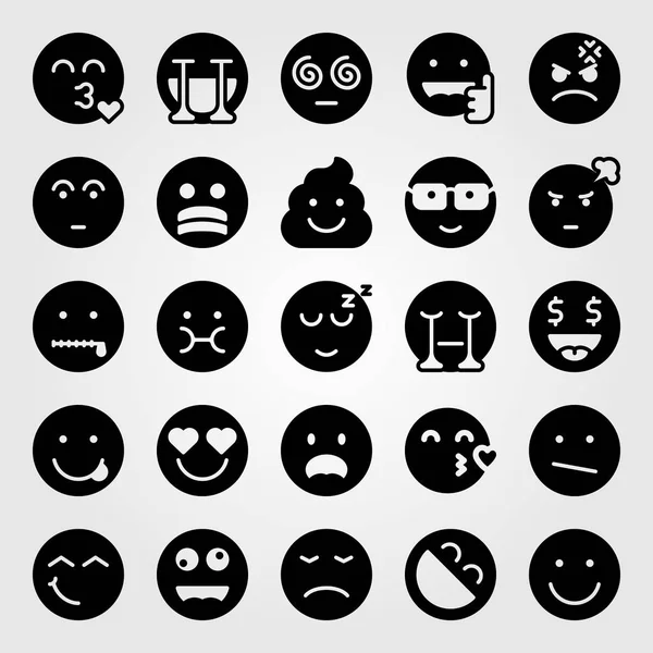 Emocje wektor zestaw ikon. uśmiech pieniądze, dziwne, zastanawiać i szalone — Wektor stockowy