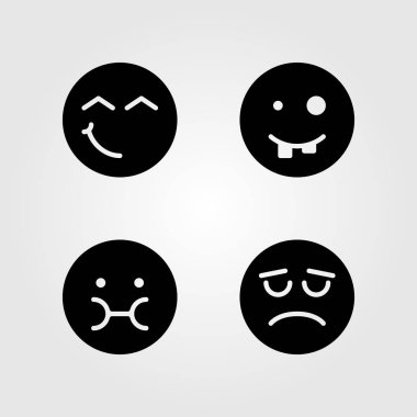Duygular Icon set vektör. hasta, çirkin, gülümseme ve üzgün