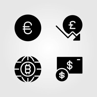 Banka Icons set. Vektör çizim Doları, Polonya Zlotisi, euro ve para