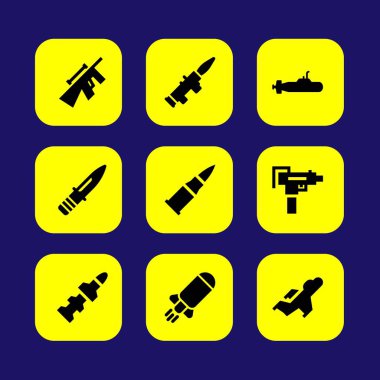 Silah vektör Icon set. avcı, bıçak, keskin nişancı ve denizaltı
