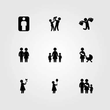 İnsanlar simge vektör ayarlayın. Baba, Bebek, anne ile bebek ve çift