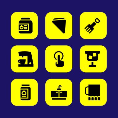 Mutfak vektör Icon set. dokunun, tasarruf etmek, kokteyl ve çatal