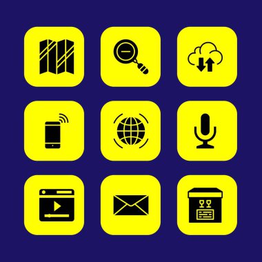 Temel vektör Icon set. mektup, transfer, dünya çapında ve smartphone