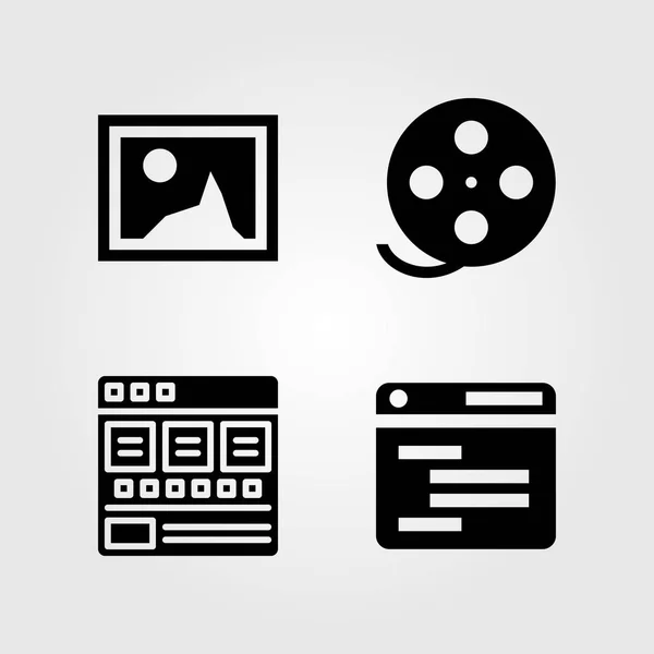 Multimedia-Icons gesetzt. Vektor Illustration Browser, Bild und Filmrolle — Stockvektor