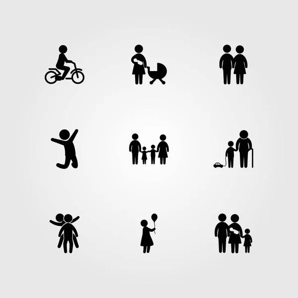 Icono humano vector conjunto. mamás, madre, bebé y niña — Vector de stock