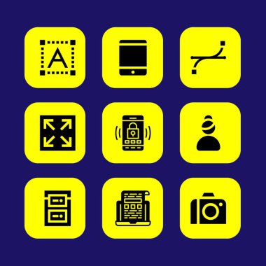 Web tasarım vektör Icon set. vektör, fotoğraf makinesi, laptop ve duyarlı