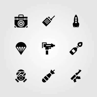 Silah vektör Icon set. Torpido, Molotof kokteyli, av tüfeği ve roket