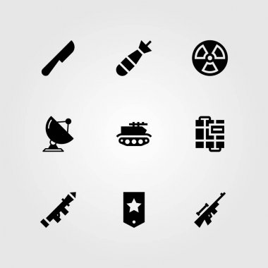 Silah vektör Icon set. bıçak, radar, radyasyon ve başlatıcısı