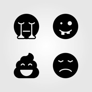 Duygular Icon set vektör. çirkin, kaka, kızgın ve gülümseme