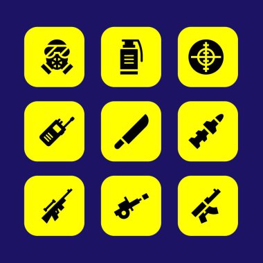 Silah vektör Icon set. el bombası, AIM, roket ve silah