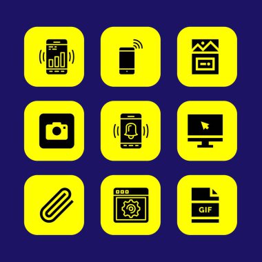 Web tasarım vektör Icon set. tarayıcı, smartphone, ataş ve monitör