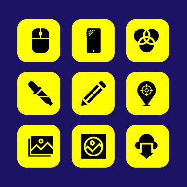 Web tasarım vektör Icon set. yer tutucu, maske, kalem ve bulut indir