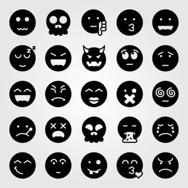 Duygular Icon set vektör. öp, puking, şok ve sessiz