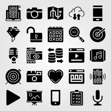 Temel vektör Icon set. Pano, sunum, transfer ve tarayıcı