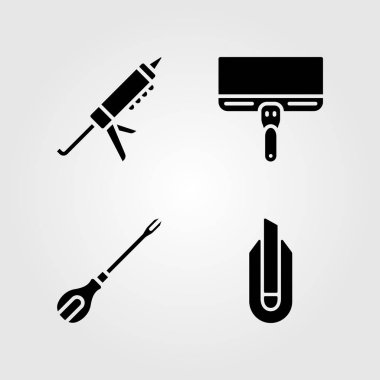 Araçlar Icons set. Vektör çizim tornavida, dolgu macunu silah, kesici ve sıyırıcı