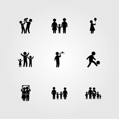 İnsanlar simge vektör ayarlayın. ballon, baba, aşk ve kadın kadın ile