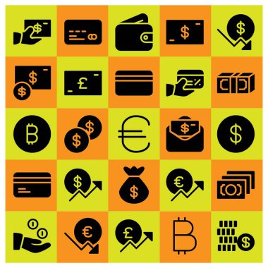 Para simge vektör ayarlayın. para, euro, çanta ve pound sterling