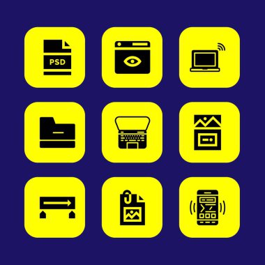 Web tasarım vektör Icon set. görüntü, klasör, smartphone ve duyarlı