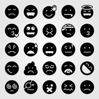 Duygular Icon set vektör. Kaka, tiksinti, hipnotize ve öpmek