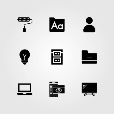 Web tasarım vektör Icon set. duyarlı, yazı tipi, smartphone ve avatar