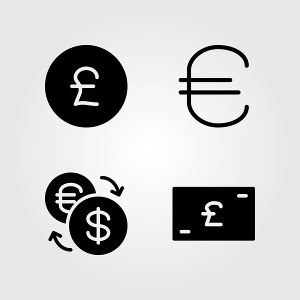 Bank ikoner set. Vektor illustration exchange, euron och pundet — Stock vektor