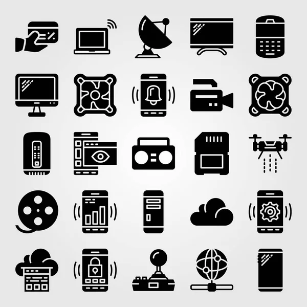 Technology icon set vector. laptop, cell phone, cloud computing and cooler — Stock Vector