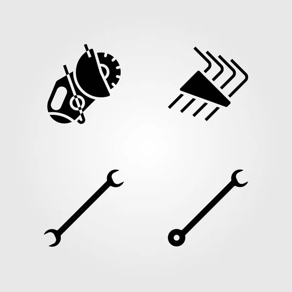 Tools icons set. Vector illustration spanner, power saw and allen keys — Stock Vector