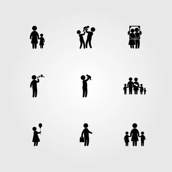 Menschen Icon Set Vektor. Vater, Paar, Kinder und Baby — Stockvektor