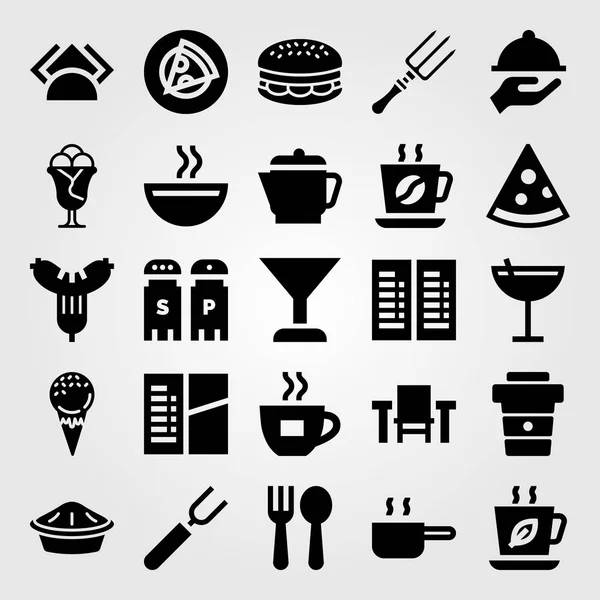 Restaurant vector icon set. napkins, cup, pie and coffee — Stock Vector