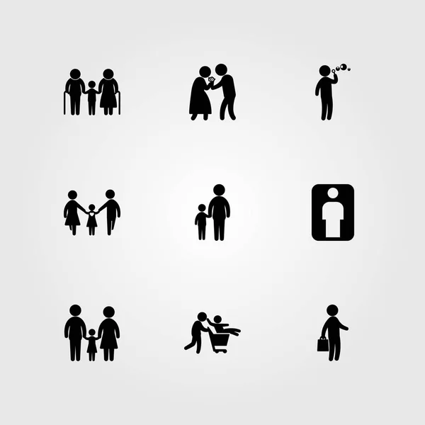 Icono humano vector conjunto. amor, abuelo, mamá y hombre de negocios — Archivo Imágenes Vectoriales