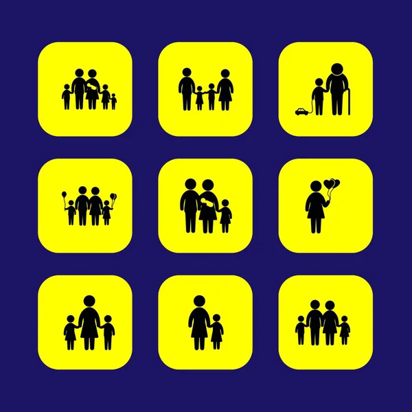 人向量图标集合。母亲、家人、孙子和爸爸 — 图库矢量图片