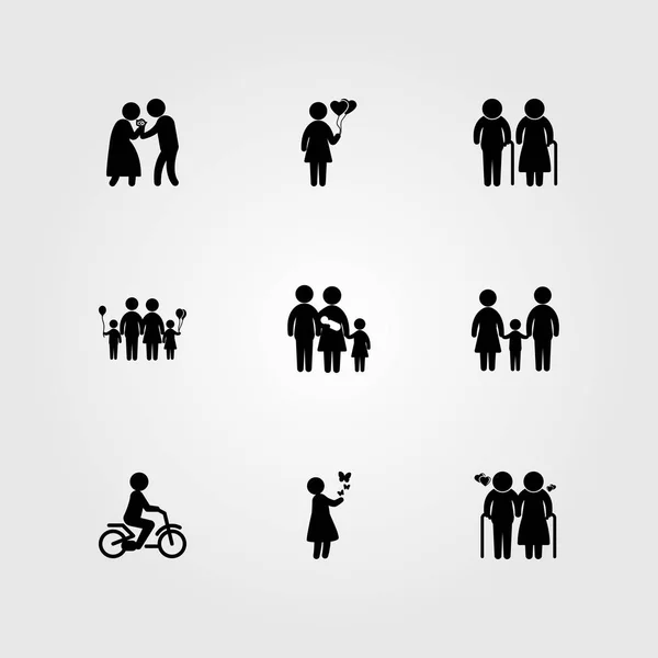 Icono humano vector conjunto. madre, pareja, hombre y amor — Vector de stock