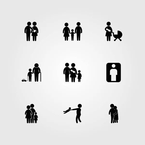 Menschen Icon Set Vektor. Mutter, Familie, Enkel und Baby — Stockvektor