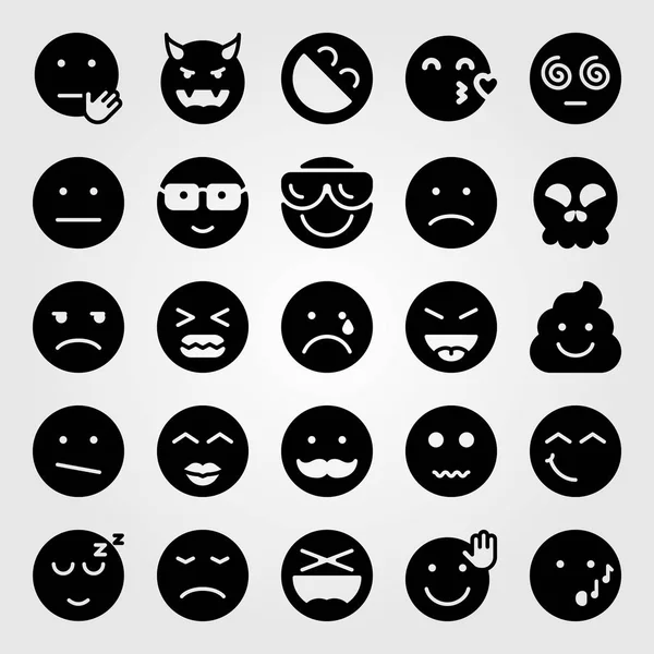 Duygular Icon set vektör. uyku, Sevgililer günü, kızgın ve garip