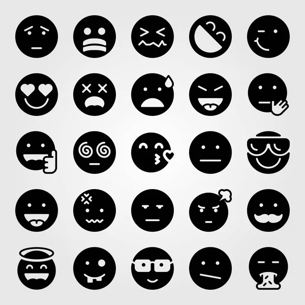 Emociones vector icono conjunto. como, asustado, raro y enojado — Archivo Imágenes Vectoriales