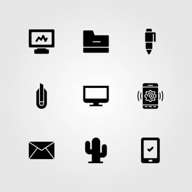 İş vektör Icon set. Smartphone, monitör, bilgisayar ve tablet