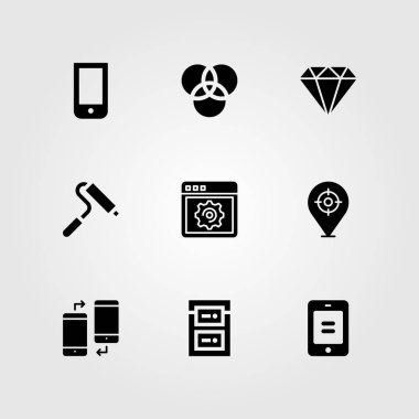 Web tasarım vektör Icon set. tarayıcı, yer tutucu, elmas ve duyarlı
