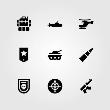Silah vektör Icon set. kurşun, tank, chevron ve amaç
