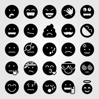 Duygular Icon set vektör. garip, salya, Sevgililer günü ve gülmek