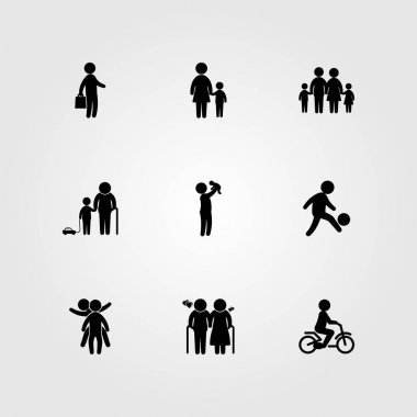 İnsanlar simge vektör ayarlayın. Dedem, iş, anne ve baba