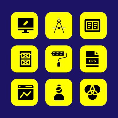 Web tasarım vektör Icon set. RGB, eps, eskiz defteri ve avatar